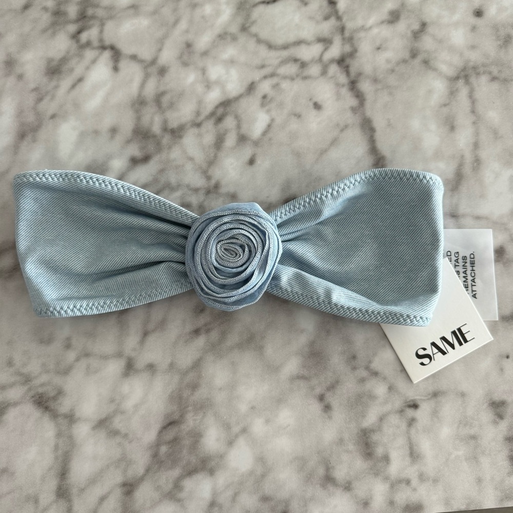 SAME rose bandeau top in denim